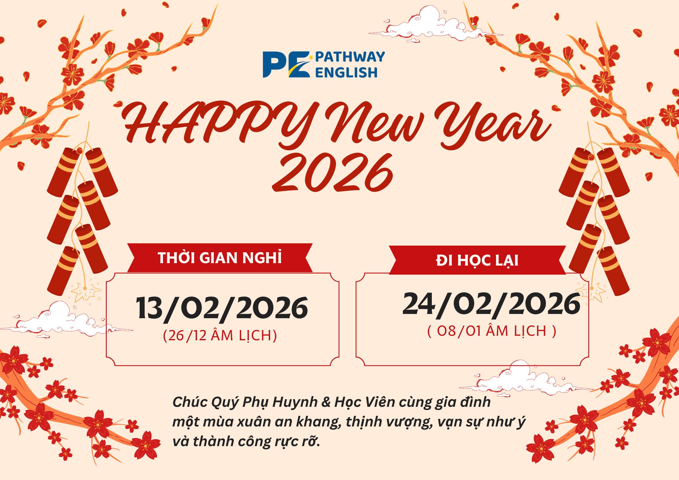 THÔNG BÁO LỊCH NGHỈ TẾT NGUYÊN ĐÁN 2026